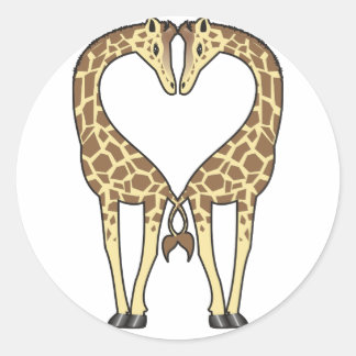 Sticker Rond Giraffe Love