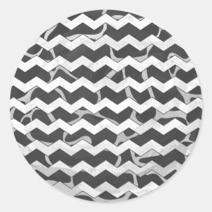Sticker Rond Giraffe noir et gris Chevron Motif
