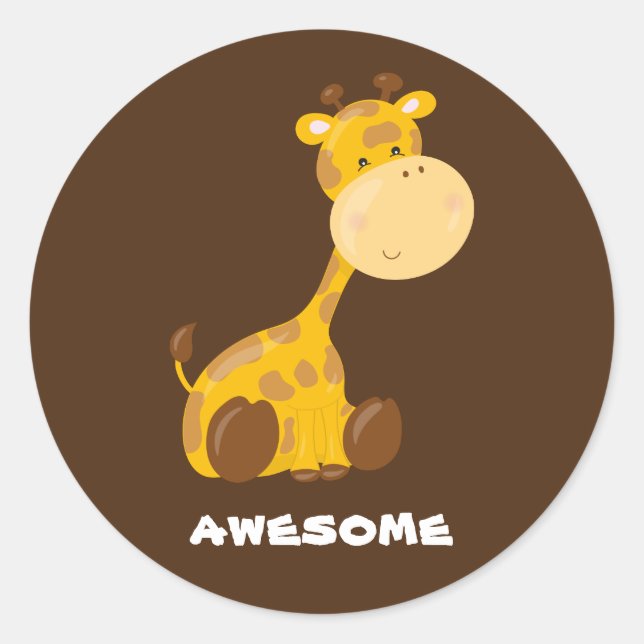 Sticker Rond Giraffe personnalisée louange enseignant safari br (Devant)