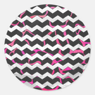 Sticker Rond Giraffe rose chaude et noire