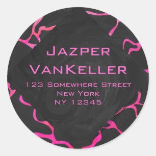 Sticker Rond Giraffe rose chaude et noire