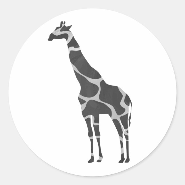 Sticker Rond Giraffe Silhoutte noir et gris (Devant)