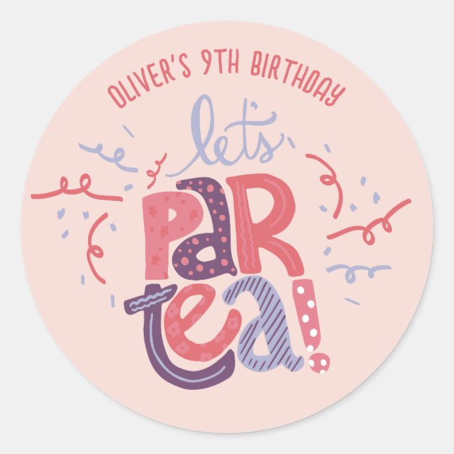 Sticker Rond Giraffe Tea Party Anniversaire de enfant Party Inv (Devant)