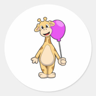 Sticker Rond Giraffe with Balloon