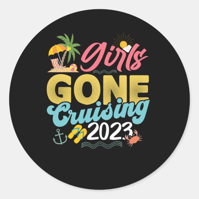 Sticker Rond Girl Cruise Vacation Girls Trip Boat Cruising Summ (Devant)