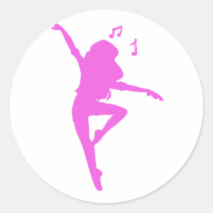 Sticker Rond Girl dancer silhouette - choose background color
