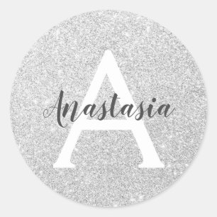 Sticker Rond Girl Glam Parties scintillant argent étincelles No
