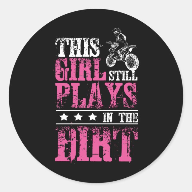 Sticker Rond Girl Motocross Dirt Bike (Devant)