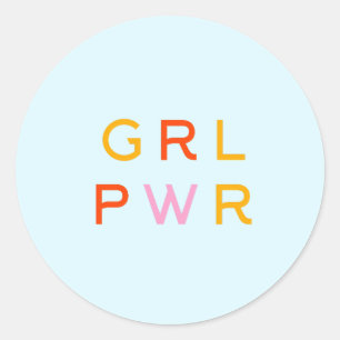 Sticker Rond Girl Power   GRL PWR   Féministe moderne   Minimal