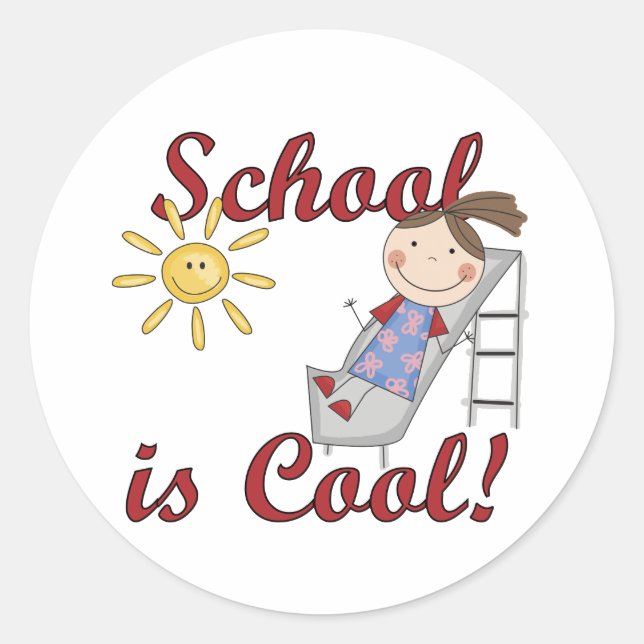 Sticker Rond Girl School est Cool Tshirts et cadeaux (Devant)