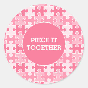 Sticker Rond Girl Sweet Pink Pièce It Ensemble Puzzle