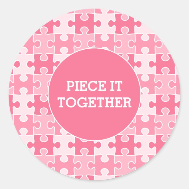 Sticker Rond Girl Sweet Pink Pièce It Ensemble Puzzle (Devant)