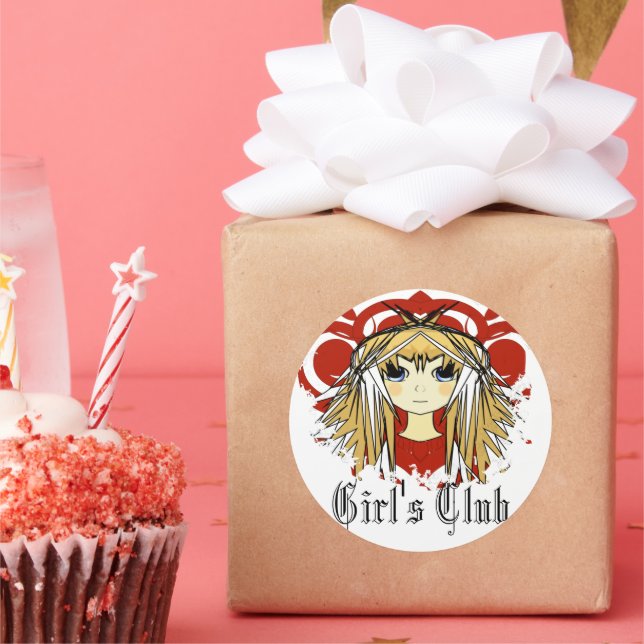 Sticker Rond Girl's Club - Ultra mignonne Grungé Anime cheveux  (Fête)