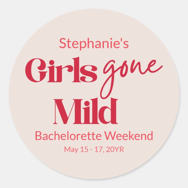 Sticker Rond Girls Gone Mild Dated Bachelorette Beach Weekend (Devant)