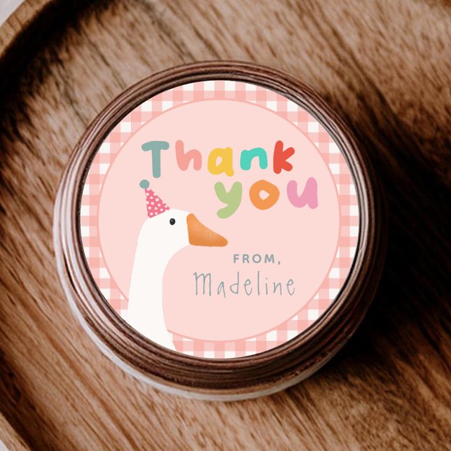 Sticker Rond Girls Pink Two Silly Goose Farm 2e anniversaire (Créateur téléchargé)