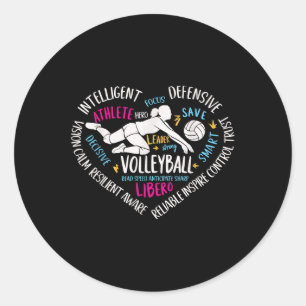 Sticker Rond Girls Volleyball Libero Heart Volley Pour Les Ados