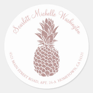 Sticker Rond Girly Blush Parties scintillant rose Ananas Adress