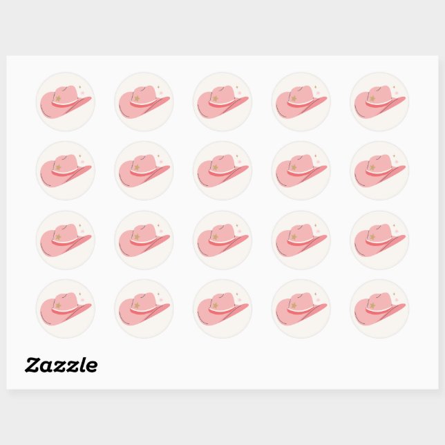 Sticker Rond Girly Cowboy Casquette (Feuille)