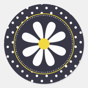 Sticker Rond Girly Mod Daisy et Pois