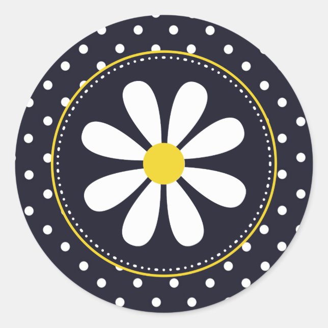 Sticker Rond Girly Mod Daisy et Pois (Devant)
