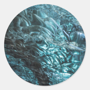 Sticker Rond Glace bleue d'une grotte de glace, Islande