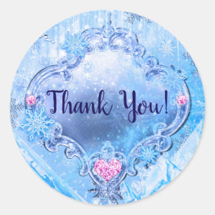 Sticker Rond Glace congelée et flocons de neige Winter Wonderla