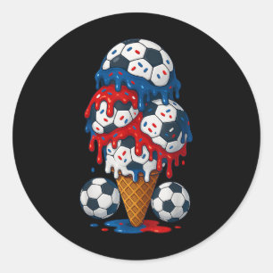 Sticker Rond Glace Crème Goutte Soccer Choses 4 Juillet Garçons