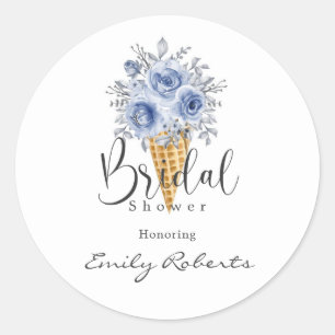 Sticker Rond Glace de mariage Cône de glace de pivoine bleue po
