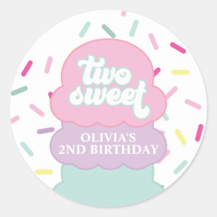 Sticker Rond Glace et pépites Deux Douce 2e anniversaire