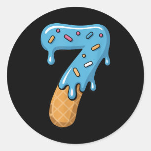 Sticker Rond Glace numéro 7 Dégoulinante 67 Mème Couple Corresp