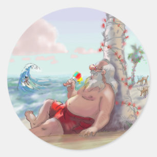 Sticker Rond glace père Noël de rasage