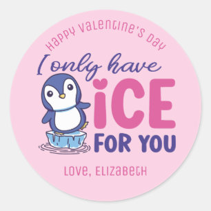 Sticker Rond Glace pour vous drôle Pun mignon Saint Valentin ro