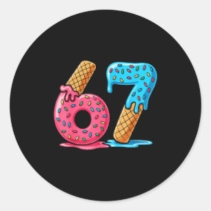Sticker Rond Glace Six Sept Dégoulinant Mème Cool 67 Numéro Drô