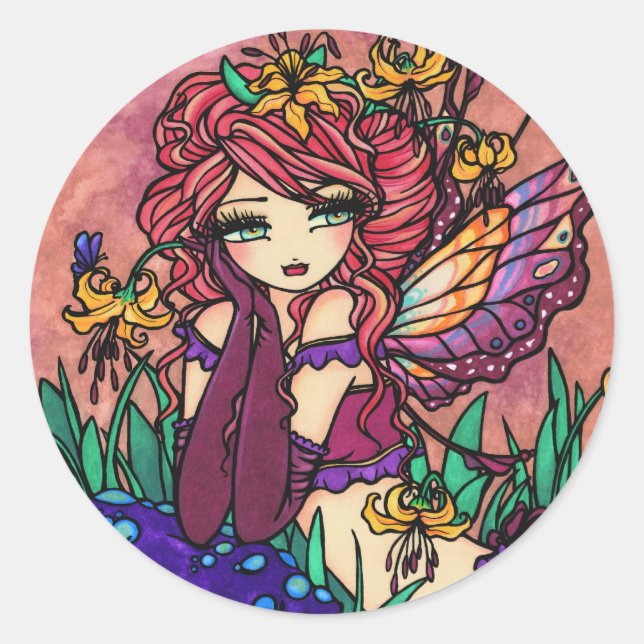 Sticker Rond "Glacier Lily" Fairy Imaginaire Fairy Art (Devant)