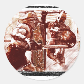 Sticker Rond Gladiateurs en Arena
