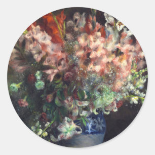 Sticker Rond Gladioli dans un vase par Auguste Renoir Art