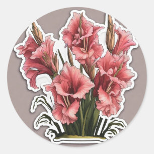 Sticker Rond Gladiolus gracieux : Élégance dans chaque pétale