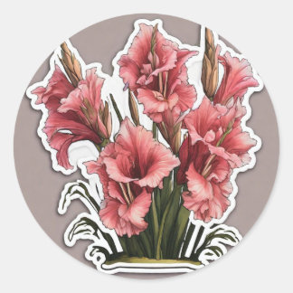 Sticker Rond Gladiolus gracieux : Élégance dans chaque pétale