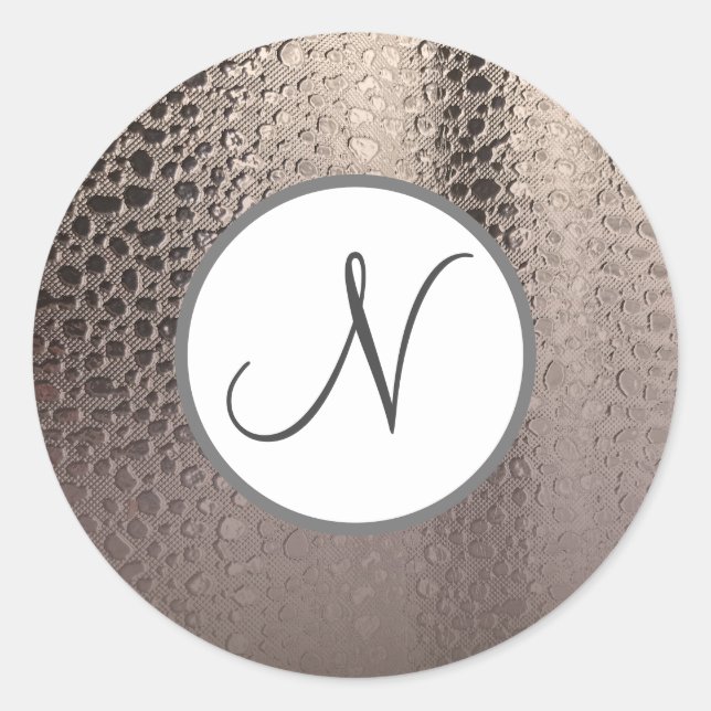 Sticker Rond Glam Abstrait moderne Silver Rose Blush Rose or (Devant)