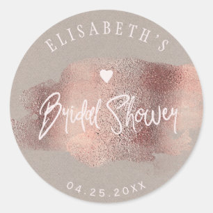 Sticker Rond Glam blush rose or cuivre parties scintillant douc