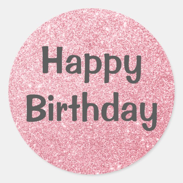Sticker Rond Glam Bonne Anniversaire Blush Rose Rose Parties sc (Devant)