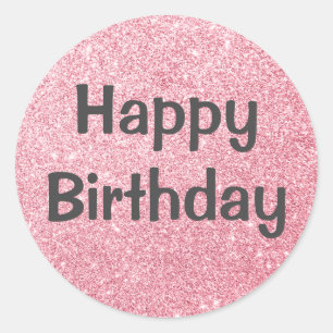 Sticker Rond Glam Bonne Anniversaire Blush Rose Rose Parties sc