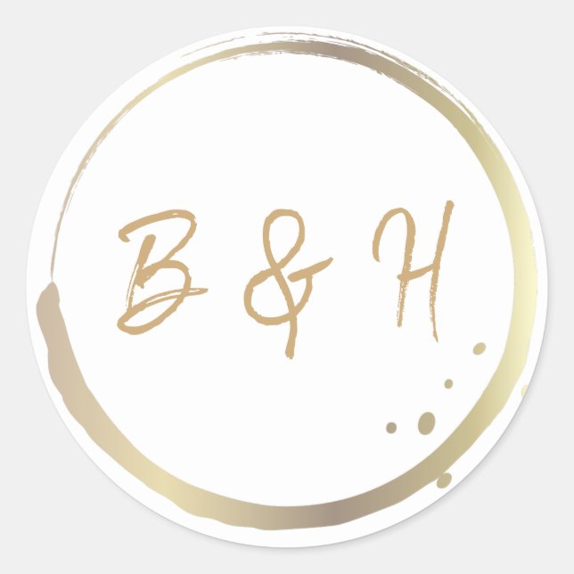 Sticker Rond Glam brillant or et blanc Mariage minimaliste mode (Devant)