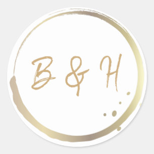Sticker Rond Glam brillant or et blanc Mariage minimaliste mode