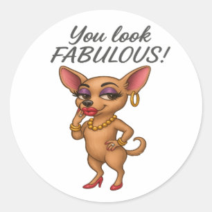Sticker Rond Glam Chihuahua