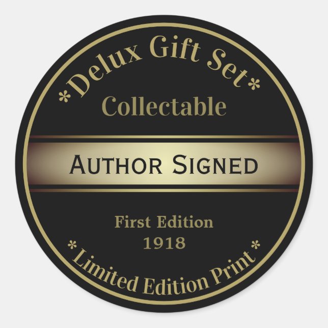 Sticker Rond Glam en or noir signé (Devant)