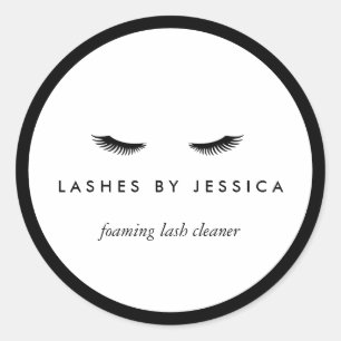 Sticker Rond Glam Eyelashes Classique Noir et Blanc