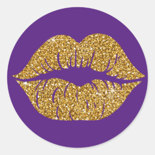Sticker Rond Glam Gold Parties scintillant Lips tendance Sparkl