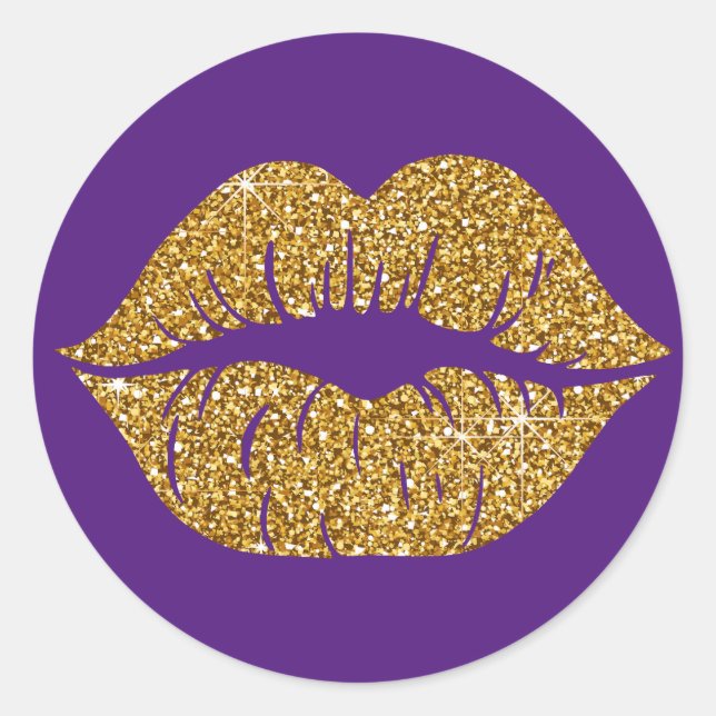 Sticker Rond Glam Gold Parties scintillant Lips tendance Sparkl (Devant)