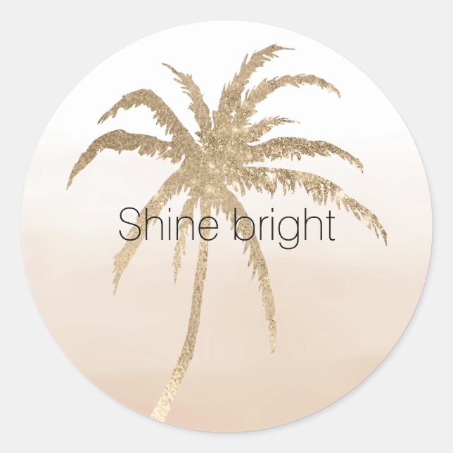 Sticker Rond Glam Gold Tropical Palm Tree Ombre (Devant)